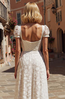 Load image into Gallery viewer, Ivory Appliqued Floral A Line Midi Engagement Dress