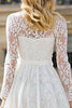 Load image into Gallery viewer, Ivory A Line Lace Bateau Neck Long Sleeves Wedding Dress