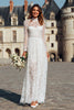 Load image into Gallery viewer, Ivory Boho High Neck Sheath Lace Long Wedding Dress with Sleeves