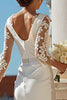 Load image into Gallery viewer, Ivory Bodycon Appliqued Backless Midi Wedding Dress with Sleeves