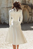 Load image into Gallery viewer, Ivory A Line Peak Lapel Midi Engagement Blazer Dress with Sleeves