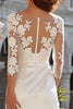 Load image into Gallery viewer, Ivory Sheath Satin Lace Appliqued Long Wedding Dress with Slit