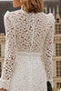 Load image into Gallery viewer, Ivory Lace High Neck Mermaid Ruffled Midi Engagement Dress with Sleeves