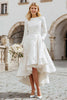 Load image into Gallery viewer, Ivory Boat Neck A Line High-Low Engagement Dress with Sleeves
