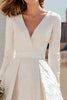 Load image into Gallery viewer, Simple Ivory V-Neck A Line Midi Engagement Dress with Sleeves