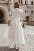 Load image into Gallery viewer, Ivory A Line Lace High Neck Long Sleeves Wedding Dress
