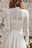 Load image into Gallery viewer, Ivory A Line Lace High Neck Long Sleeves Wedding Dress