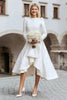 Load image into Gallery viewer, Ivory Round Neck A Line High-Low Wedding Dress with Sleeves