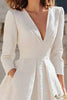 Load image into Gallery viewer, Ivory A Line V-Neck Midi Bridal Dress with Pockets
