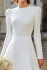 Load image into Gallery viewer, Ivory A Line Round Neck Long Sleeves Midi Bridal Dress with Ruffles
