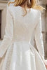 Load image into Gallery viewer, Ivory Round Neck A Line High-Low Engagement Dress with Sleeves