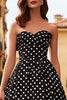 Load image into Gallery viewer, Black and White Polka Dots A Line Strapless Long Prom Dress