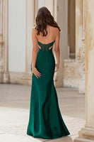 Load image into Gallery viewer, Sparkly Dark Green Mermaid Cut Out Strapless Long Prom Dress with Slit