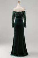 Load image into Gallery viewer, Dark Green Mermaid Off the Shoulder Long Holiday Party Dress