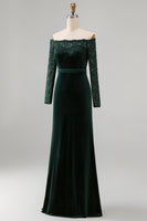 Load image into Gallery viewer, Dark Green Mermaid Off the Shoulder Long Holiday Party Dress
