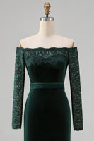 Load image into Gallery viewer, Dark Green Mermaid Off the Shoulder Long Holiday Party Dress