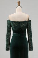 Load image into Gallery viewer, Dark Green Mermaid Off the Shoulder Long Holiday Party Dress