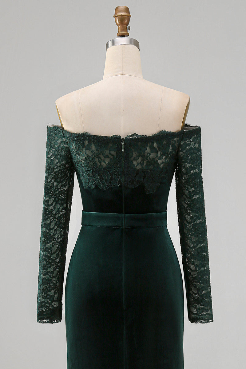 Load image into Gallery viewer, Dark Green Mermaid Off the Shoulder Long Holiday Party Dress