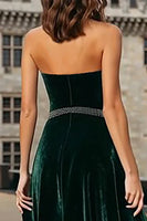 Load image into Gallery viewer, Sparkly Dark Green Halter Velvet Long Holiday Party Dress