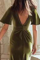 Load image into Gallery viewer, Olive Mermaid Velvet Mermaid Long Holiday Party Dress