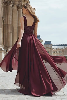 Sparkly Burgundy Long Sequin Prom Dress with Sequins