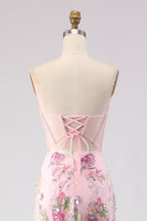 Load image into Gallery viewer, Sparkly Pink Sequin Corset Long Mermaid Prom Dress with Slit