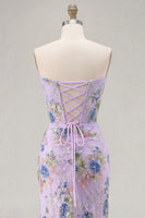 Load image into Gallery viewer, Sparkly Floral Black Mermaid Beaded Corset Long Prom Dress with Slit