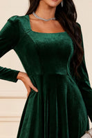Load image into Gallery viewer, Glitter Dark Green Velvet A Line Midi Holiday Party Dress with Sleeves