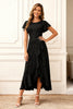 Load image into Gallery viewer, Glitter Black Round Neck A Line Long Holiday Party Dress with Sleeves
