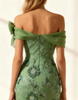 Load image into Gallery viewer, Floral Eucalyptus Off The Shoulder Mermaid Long Prom Dress with Slit
