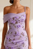 Load image into Gallery viewer, Floral Purple Spaghetti Straps Mermaid Long Prom Dress with Slit