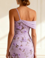 Load image into Gallery viewer, Floral Purple Spaghetti Straps Mermaid Long Prom Dress with Slit