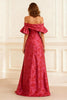 Load image into Gallery viewer, Rust Sheath Off the Shoulder Jacquard Long Prom Dress with Slit