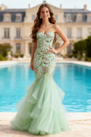 Load image into Gallery viewer, Dusty Sage Floral Mermaid Halter Long Prom Dress