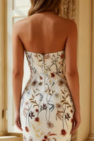 Load image into Gallery viewer, White Strapless Floral Mermaid Long Prom Dress