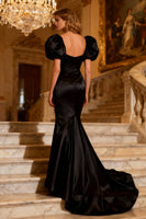Load image into Gallery viewer, Black Mermaid Sweetheart Long Prom Dress with Sleeves