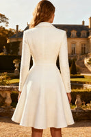 Load image into Gallery viewer, White A Line Notched Lapel Midi Blazer Dress with Sleeves