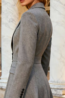 Load image into Gallery viewer, Grey Notched Lapel Single Breasted Midi Blazer Dress