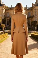 Load image into Gallery viewer, Khaki Single Breasted Peak Lapel Midi Blazer Dress