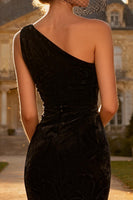 Load image into Gallery viewer, Black Velvet Mermaid Midi Holiday Party Dress