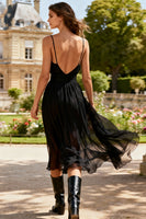 Load image into Gallery viewer, Spaghetti Straps A-Line Little Black Dress