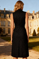 Load image into Gallery viewer, Black Double Breasted Peak Lapel Midi Blazer Dress