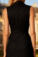 Load image into Gallery viewer, Black Double Breasted Peak Lapel Midi Blazer Dress