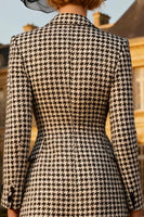 Load image into Gallery viewer, Black and White Gingham Peak Lapel Midi Blazer Dress with Buttons