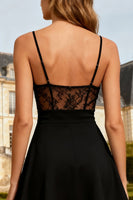 Load image into Gallery viewer, Black Spaghetti Straps Short Corset Cocktail Dress with Lace