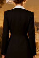 Load image into Gallery viewer, Black and White A Line Peak Lapel Midi Blazer Dress