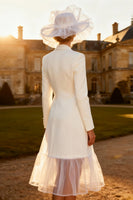 Load image into Gallery viewer, White Peak Lapel A Line Midi Blazer Wedding Dress