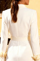 Load image into Gallery viewer, White Ruffled Short Work Dress with Belt