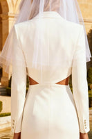Load image into Gallery viewer, White Cut Out Peak Lapel Midi Blazer Wedding Reception Dress