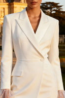 Load image into Gallery viewer, White Peak Lapel Single Breasted Short Work Dress